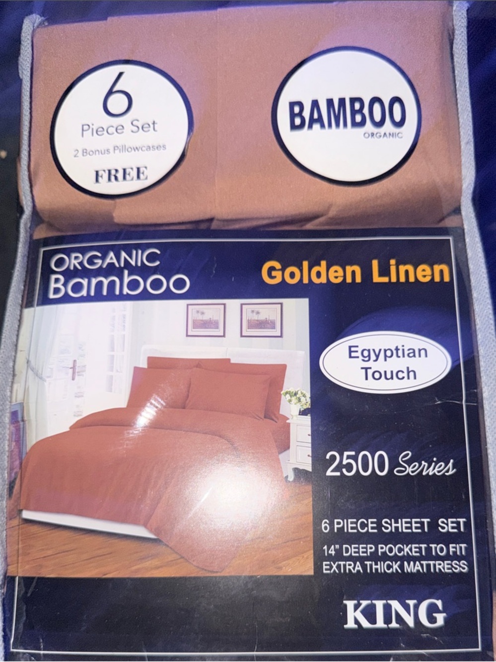 BAMBOO Golden Linen King Sheet Set-Brown 9